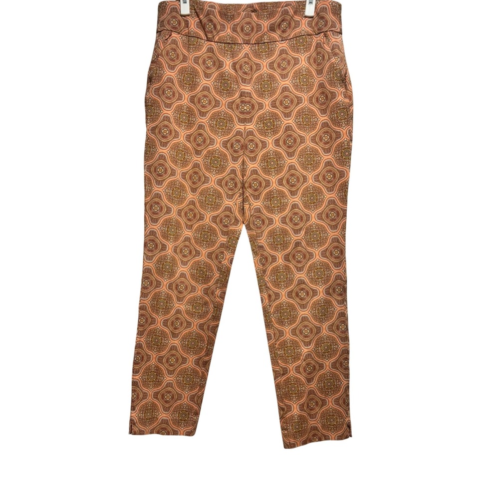 Soft Surroundings Medallion Print High Rise Straight Leg Trousers Side Zip L